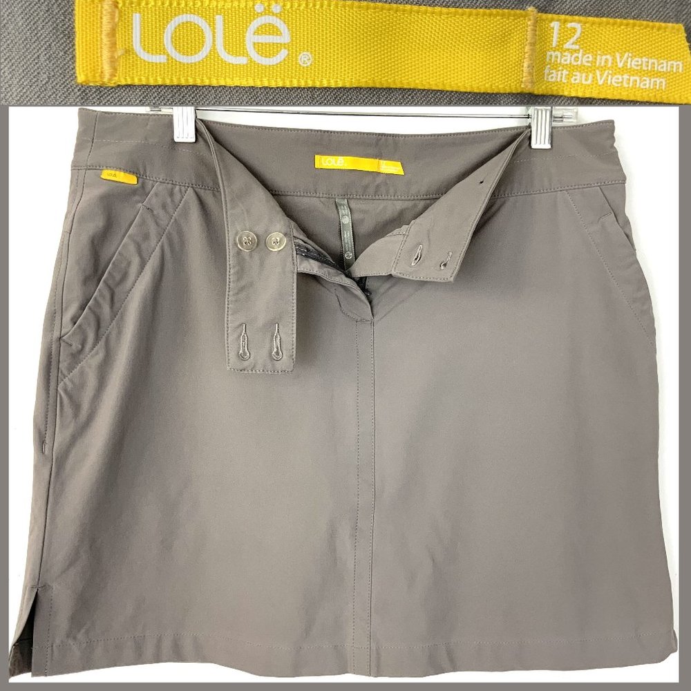 LOLE Cassyope Activewear Golf Skort Taupe Gray Sz 12 - Picture 1 of 16
